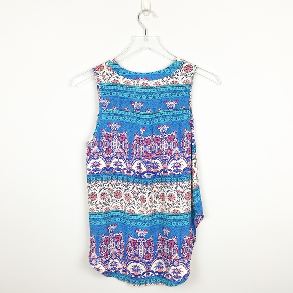 Lush Norstrom Sleeveless Patterned Blouse Blue - Picture 3 of 6